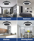 Bladeless Ceiling Fan With Lights 20 Inch Enclosed Black Dimmable Remote For Dining Room And Bedroom Next Level Quiet Energy Efficient Air Circulation Modern Look
