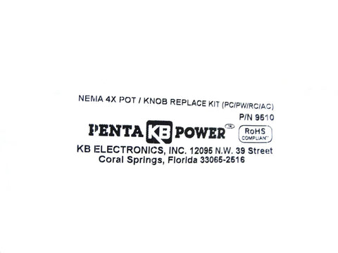 Label of Premium 9510 Potentiometer Kit For KBAC Series Drives Replacement showing brand and model details.