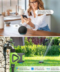 Woman using Smart Hose Timer No Hub Required With App Remote Control For Garden And Lawn Alexa And Google Voice Control Rain Delay