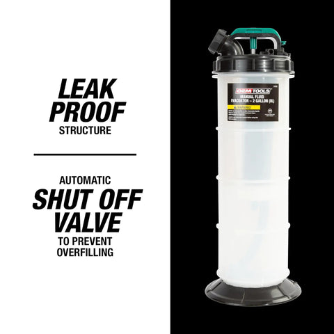 Manual Fluid Extractor Pump for Oil Change and Transmission Fluid, 8L Capacity, featuring leak-proof design and shut off valve