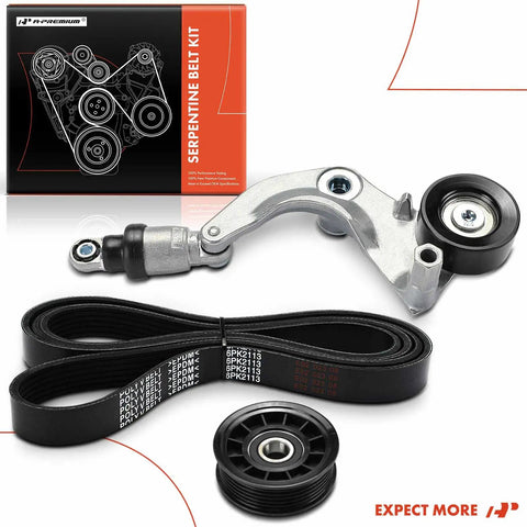 Honda HRV Serpentine Belt Drive Kit With Tensioner Replacement For 2016 Through 2020 1.8L Models Includes Serpentine Belt Tensioner And Tensioner Pulley Plug and Play
