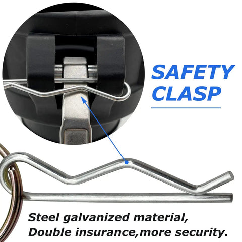 Close-up of safety clasp on 2 Pack Camlock Fittings 2 Inch Type DC Quick Disconnect Polypropylene Cam Lock Couplings
