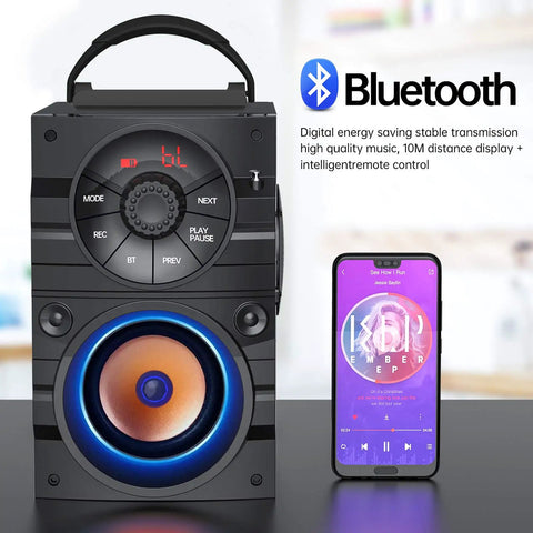 Massive Portable Bluetooth Speaker With Subwoofer And Light Show Wireless Stereo Four Point Two FM Radio LED Lights Equalizer