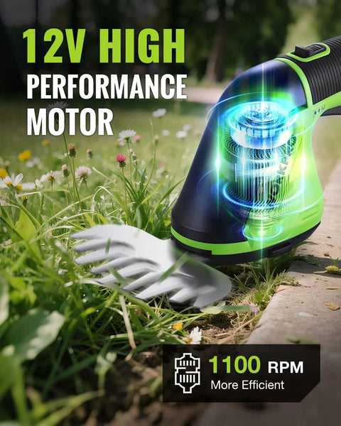 12V Cordless Grass Shear And Hedge Trimmer 2 In 1 Electric Tool trimming garden edge with high performance motor graphics
