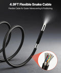 4-Way Articulating Borescope With Light, 1080P HD Endoscope Camera, Flexible Snake Scope With 6 Inch IPS Screen, Articulated Probe For Wall, Automotive, And Engine Inspections, 4.9 Ft Reach black flexible cable