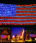 Patriotic LED Flag Net Lights For Outdoor Decor 6.5ft By 3.2ft Waterproof American Flag String Lights for events at night