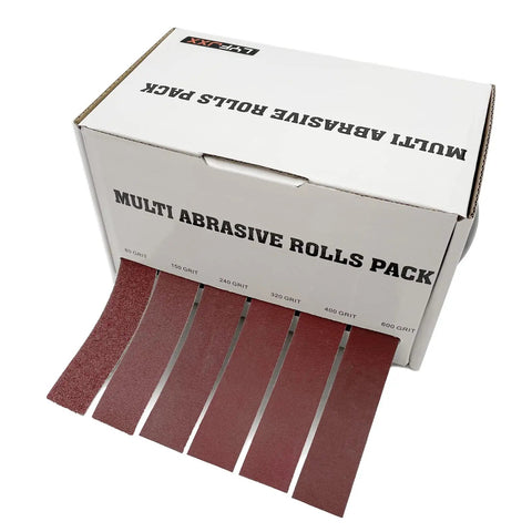 Box with emery cloth roll set six grits 80 150 240 320 400 600 pro grade heavy duty for woodworking and metal 8 meter rolls