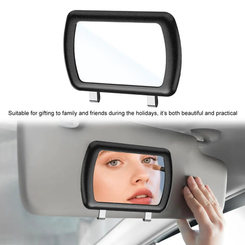 2 Pack Clip On Car Sun Visor Vanity Mirror 6.57 Inch By 4.33 Inch HD Glass Makeup Mirror Clip-On View Inside Car