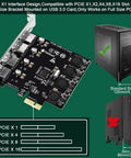 Four Port USB 3.0 PCIe Expansion Card with Self Powered Technology Delivers 5Gbps USB A Ports X1 PCIe Interface Plug And Play