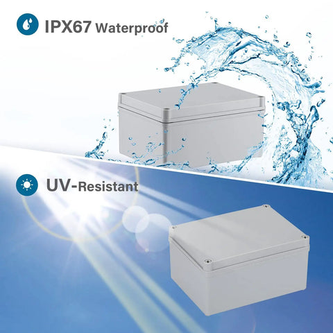 Outdoor IP67 Plastic Junction Box Waterproof Dustproof Electrical Project Enclosure 8x6x4 Inches Rugged Weatherproof Case