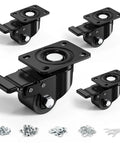 Badass 2 Inch Low Profile Casters With Total Lock Brakes And Durable Nylon Wheels Heavy Duty 2200 Lb Capacity Per Set close-up of black nylon casters with brakes