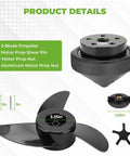 3-Blade Trolling Motor Propeller With Aluminum Nut For MotorGuide XI3 XI5 set, showing 3.35in propeller and 1.55in nut details