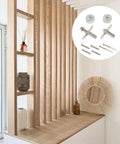 Modern Space Saving Rotating Shaft Mounting Hinges Hardware Ensures Quiet Movement And Heavy Duty Durability Crafted From Aluminum Alloy Plus Corrosion Resistant Steel For Long Lasting Peaceful Door Operation with decorative wooden shelves.