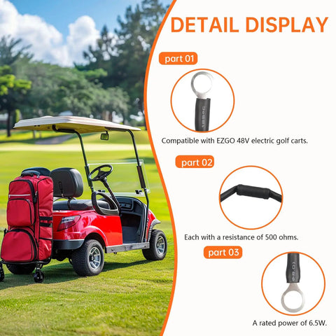2 Pack Pre Charge Resistor Assembly 500 Ohm 6.5 Watt Fits Ezgo 48V Golf Carts For Solenoid Valve Setup with detailed display.