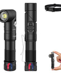 T21X 1400 Lumen LED Flashlight With 90 Degree Rotating Head Rechargeable AA Powered Magnetic Base Pocket Clip EDC