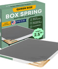 Queen Size Wood Box Spring Bed Base With Rock Solid Under Mattress Support And Simple Snap Together Setup, grey fabric, Canadian wood.