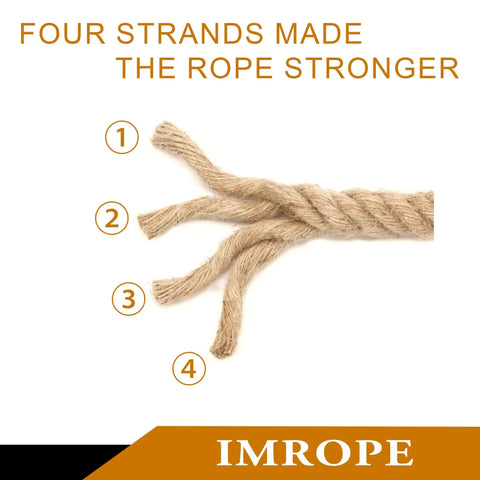 Natural 2 Inch By 50 Ft Jute Rope, Twisted 4 Strands For Arts And Crafts, Swing Sets, Garden Decor, Hammocks, Diy Projects, Eco Friendly