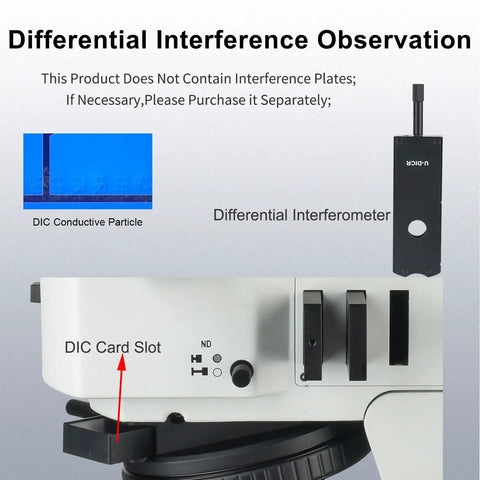 50X-500X Trinocular Metallurgical Microscope With Bright Field Dark Field And Polarized Observation, 6 Inch Large Platform, Built In 5W Led Illumination, 100-240V Wide Voltage, Independent Upper And Lower Light Control For Pro Grade Lab Work, DIC module view