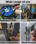 Image showing various uses of the 24 In 1 Magnetic Ratchet Screwdriver Set S2 Steel Bits for appliance repair, bike fixing, furniture installation, and machine mending.