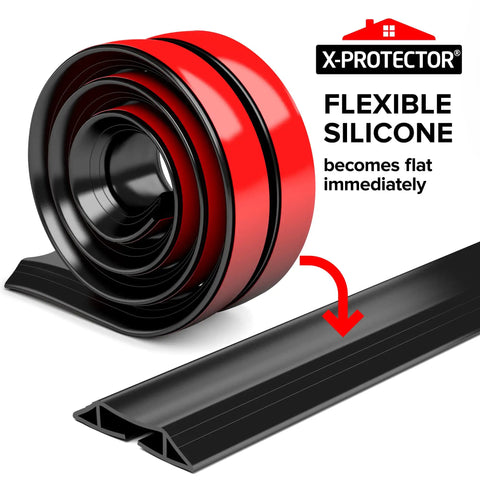 Rolled Overfloor Cord Protector 5 Foot Self Adhesive Silicone Cable Cover For Wires On The Floor Keeps Cords Safe And Trip Free