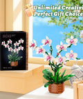 Orchid Floral Building Blocks Kit For Adults Dope DIY Flower Brick Set For Home Decor 729 Pieces Realistic Orchid Build Perfect Gift For Mom Girlfriend Valentines Or Mothers Day., 729-piece ABS plastic orchid blocks with box and built flower display