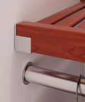 Rock Solid Hardwood Reach In Closet System With Six Smooth Glide Drawers And Dead Simple Cut To Fit Panels close-up of red mahogany shelf support.