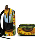 Go To Sunflower Close Up Print Backpack For Everyday Use Unisex Large Capacity Daypack side view with durable polyester fabric.