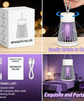 Indoor Outdoor Mosquito Zapper USB Rechargeable Bug Killer Lamp Portable UV Insect Trap for Camping Patio Bedroom