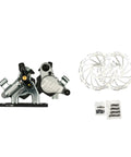 Rock Solid Flat Mount Disc Brake Set With 160mm Rotors For Road And Gravel Bikes smooth hydraulic calipers and rotors in silver.