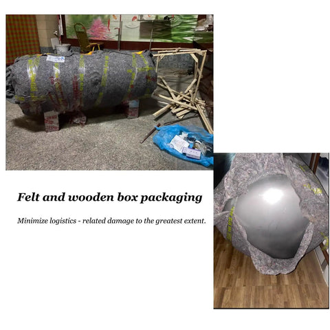 Solid 304 Stainless Steel Bladder Water Pressure Tank, 224 Gallon Capacity, 1 Inch Male Thread Ports, No Sweat Install Safety Kit, Heavy Duty Pressurized System For House Or Job Site That Runs Flawless With Zero Drama Ever, wrapped in felt and wooden box packaging.