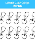 Heavy Duty Metal Lobster Claw Clasp Set With Key Rings And Clips For Crafting 50 Clasps 25 Clip Hooks 25 Key Rings Large Silver