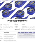 Pro Grade Desoldering Wick Set SR20 showing multiple rolls with specification details and applicable uses for solder removal