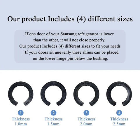 Four Piece Hinge Shim Kit For Fridge Door Height Adjustment Replacement Parts For Samsung Models with four thicknesses