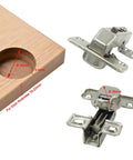 Solid Short Arm Inset Blind Corner Cabinet Hinges With Dead Silent Hydraulic Soft Close For Tight Nook Cupboards And Wardrobes 95 Degree Pivot Concealed 35mm Hardware Built To Last Pack Of Four with 35mm cup cutout and hinge details.