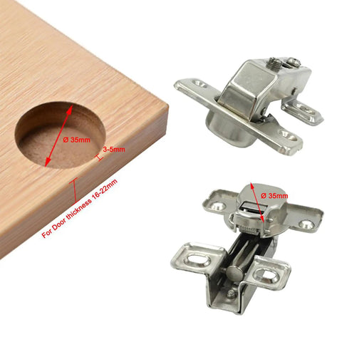 Solid Short Arm Inset Blind Corner Cabinet Hinges With Dead Silent Hydraulic Soft Close For Tight Nook Cupboards And Wardrobes 95 Degree Pivot Concealed 35mm Hardware Built To Last Pack Of Four with 35mm cup cutout and hinge details.