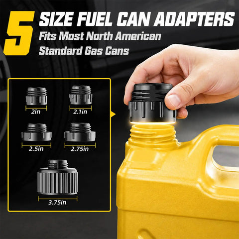 Cordless 5 GPM Fuel Transfer Pump For Gasoline Diesel Oil Battery Powered Gas Can Pump With 51 Inch Hose And 5 Adapters Works With 20V/18V Batteries Bare Tool, 5 adapters for gas cans