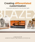Display of BlazeX laser engraver among jewelry pieces for customization