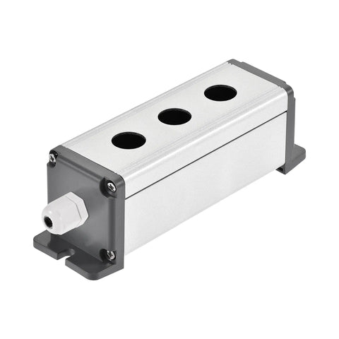 Three Hole 16mm Aluminum Switch Button Station Box With PG7 Cable Gland And Mounting Base For Panel Mounting, Heavy Duty Enclosure