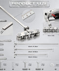 Adjustable Circular Saw Guide Rail With Bullseye Accurate 20 Inch Positioning Calipers, showing steel measurements and lengths for woodworking.