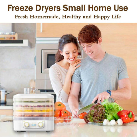 No Sweat Compact Home Dehydrator For Countertops With Five Stackable Trays, Precise Heat Controls And Whisper Quiet Fan For Locking Fresh Flavor, Making Homemade Beef Jerky, Veggies And Game Changing Snacks On The Fly in modern kitchen setting.