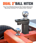Heavy Duty Electric Trailer Dolly 800W Motor, 48V Lithium Battery Power, 7500 Lbs Cap, dual 2 inch ball hitch for secure towing.