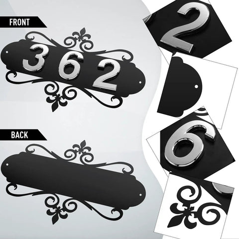 13.8 Inch Iron Address Plaque With Ten 2.75 Inch House Numbers For Outdoor Use Durable Metal Address Sign For Home Garden