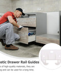 Man installing 10 Pack Plastic Drawer Slides For Cabinets And Closets Easy Install White Drawer Track Guides