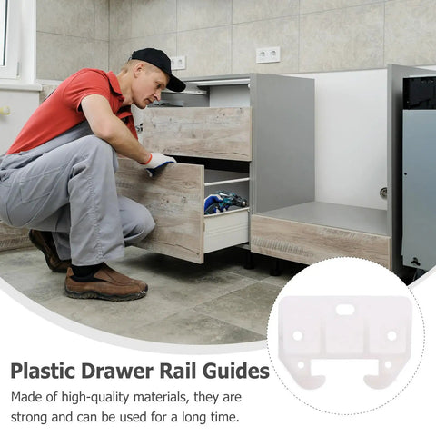 Man installing 10 Pack Plastic Drawer Slides For Cabinets And Closets Easy Install White Drawer Track Guides