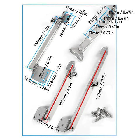 Manual Window Opener Rod Kit Aluminum Stay Rods For Greenhouse Roof Vent And Skylight, Easy Install Window Stays For Wooden Windows, Durable Aluminum Alloy, Prevents Shaking, Gardener Friendly
