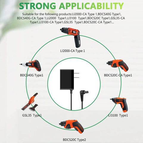 Go To 10V Charger Replacement Power Adapter For Black And Decker Li2000 Li3100 Cordless Screwdriver And Drill Models 90593303
