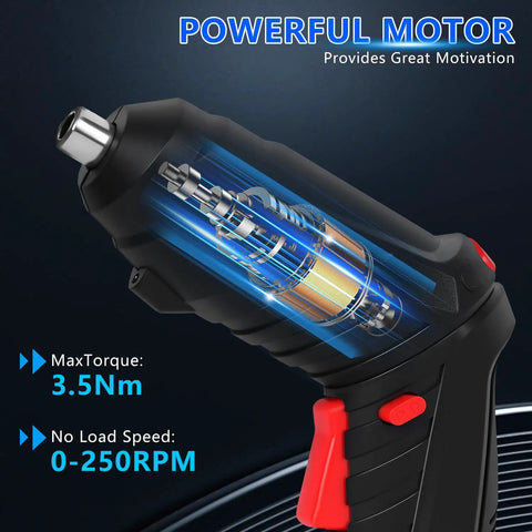 Go To 3.6V Cordless Screwdriver Set With Quick Grip Mini Power Drill features a powerful motor with 3.5Nm torque for home repairs.