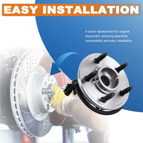 Front Wheel Hub Bearing Assembly Pair for 2005-2008 Ford F-150 4WD and 2006-2008 Lincoln Mark LT 6-Lug with ABS Sensor installation view