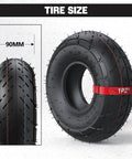 3.00-4 Tire And Inner Tube With TR87 Bent Valve For Pocket Rocket E300 E300S E325, side and front view, 10x3 inch size