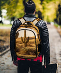 Warm Sand Dune Desert Flora Printed Unisex Backpack With Large Capacity Durable Polyester Breathable Comfort Smooth Zipper